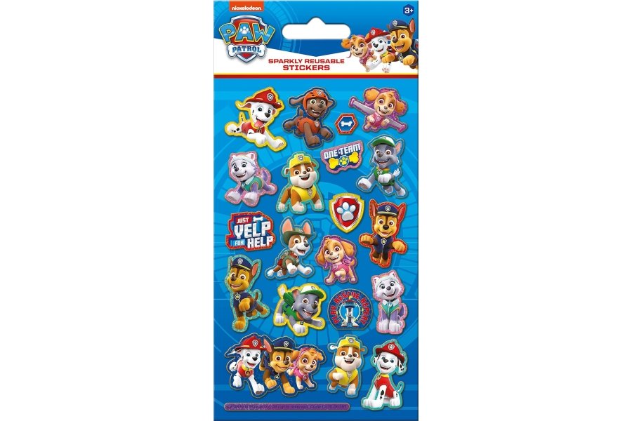 Klistermrkebog A5 m. Paw Patrol m. glitter 8 ark.  